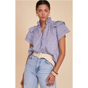 HUNTER BELL Blue Striped Blouse